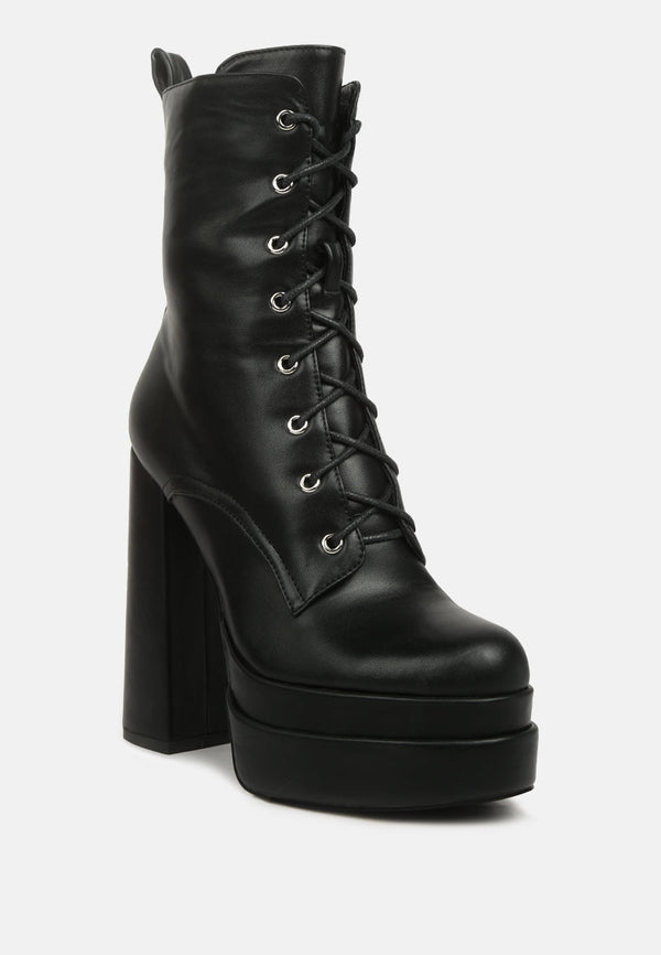 Meows Faux Leather High Heel Platform Ankle Boots - Glamourous Grace