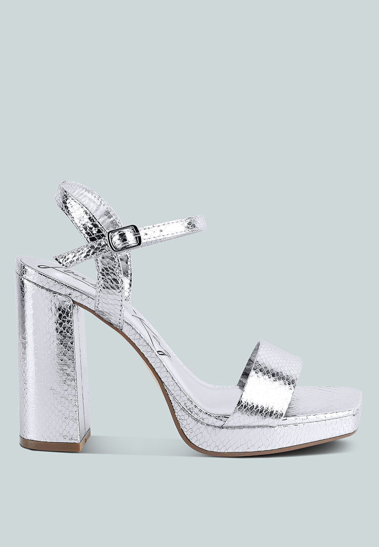 Merengue Textured High Block Heel Sandals - Glamourous Grace