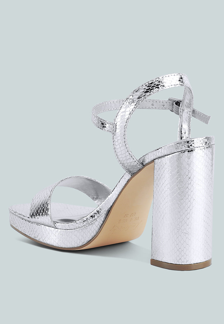 Merengue Textured High Block Heel Sandals - Glamourous Grace