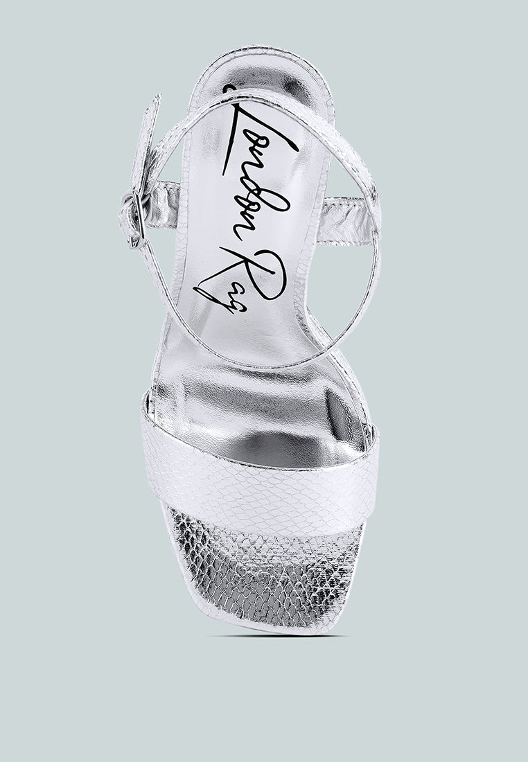 Merengue Textured High Block Heel Sandals - Glamourous Grace