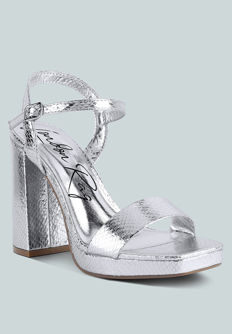 Merengue Textured High Block Heel Sandals - Glamourous Grace