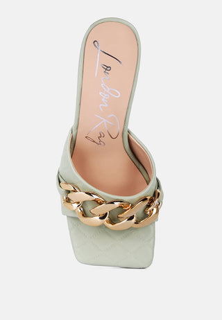 Mermaid Quilted Metallic Chain Embellished Sandals