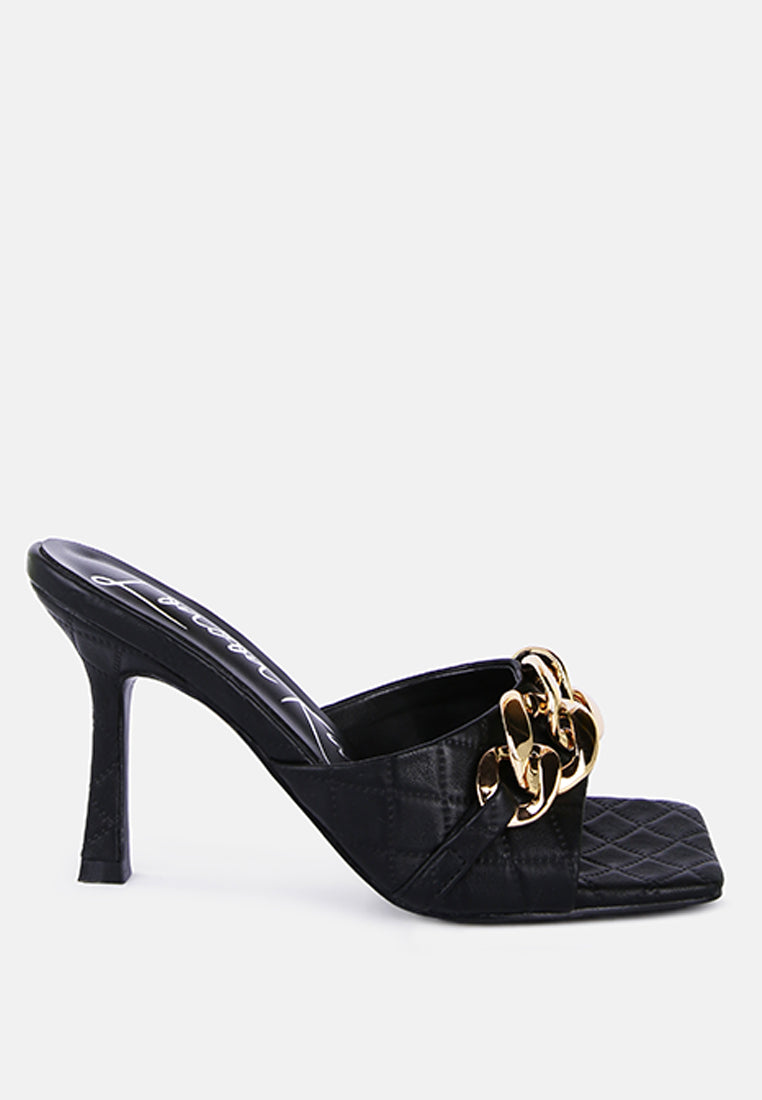 Mermaid Quilted Metallic Chain Embellished Sandals - Glamourous Grace