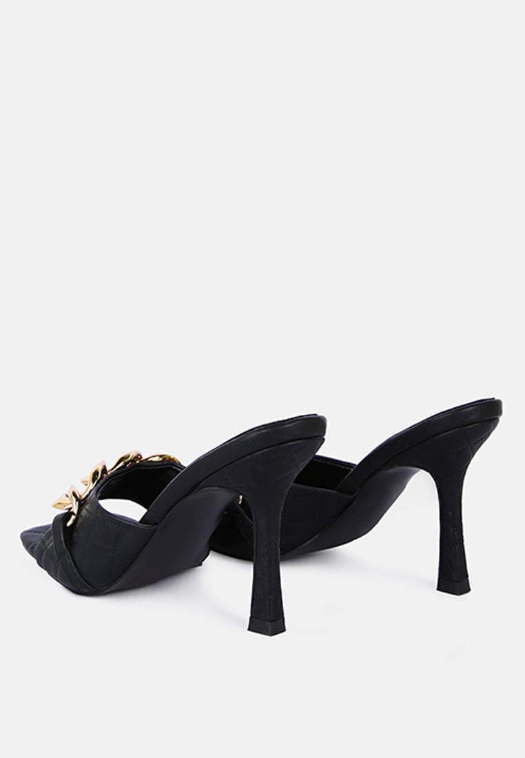 Mermaid Quilted Metallic Chain Embellished Sandals - Glamourous Grace