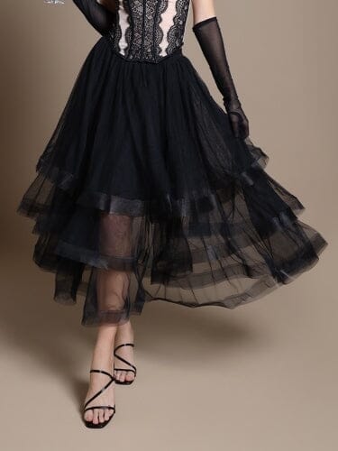 Mesh Skirt With Tiered Ruffle - Glamourous Grace