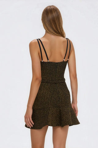 Metallic Knit Mini Dress – Black (Final Sale) - Glamourous Grace