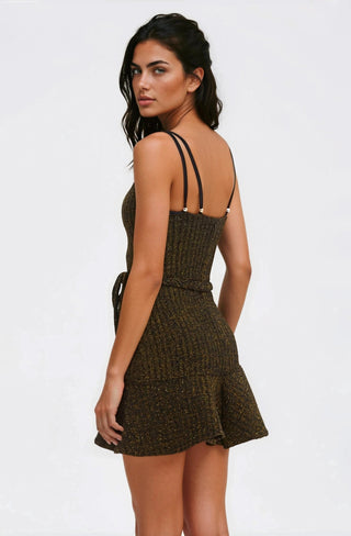Metallic Knit Mini Dress – Black (Final Sale) - Glamourous Grace