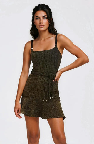 Metallic Knit Mini Dress – Black (Final Sale) - Glamourous Grace