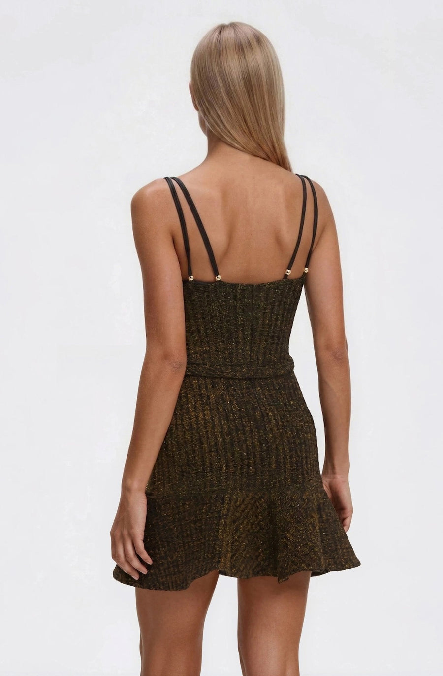 Metallic Knit Mini Dress – Black (Final Sale) - Glamourous Grace