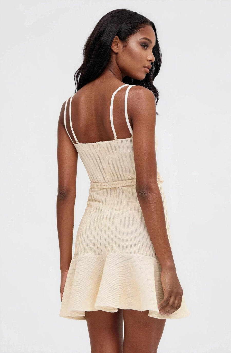 Metallic Knit Mini Dress – Off White (Final Sale) - Glamourous Grace