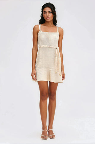 Metallic Knit Mini Dress – Off White (Final Sale) - Glamourous Grace