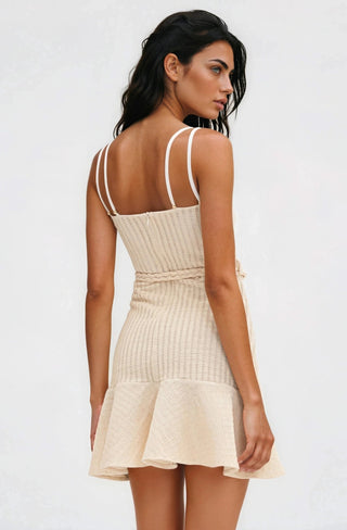 Metallic Knit Mini Dress – Off White (Final Sale) - Glamourous Grace