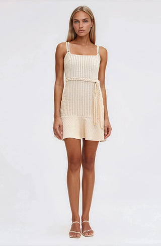Metallic Knit Mini Dress – Off White (Final Sale) - Glamourous Grace
