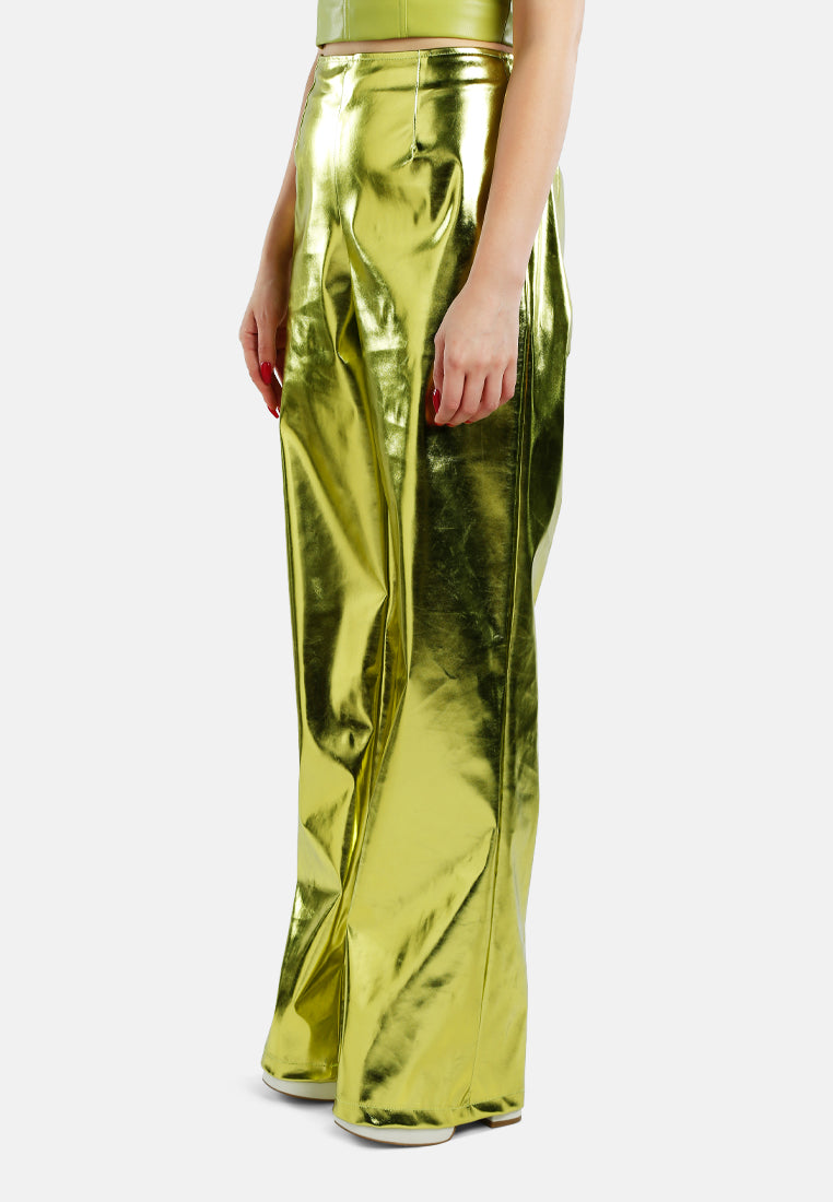 Metallic High Waist Pants - Glamourous Grace