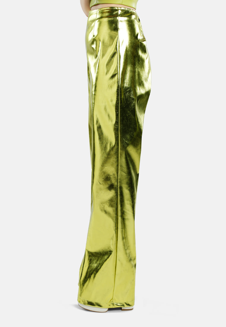 Metallic High Waist Pants - Glamourous Grace