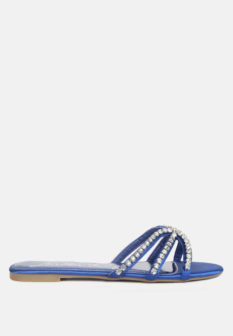 Mezzie Diamante Embellished Flat Sandals - Glamourous Grace