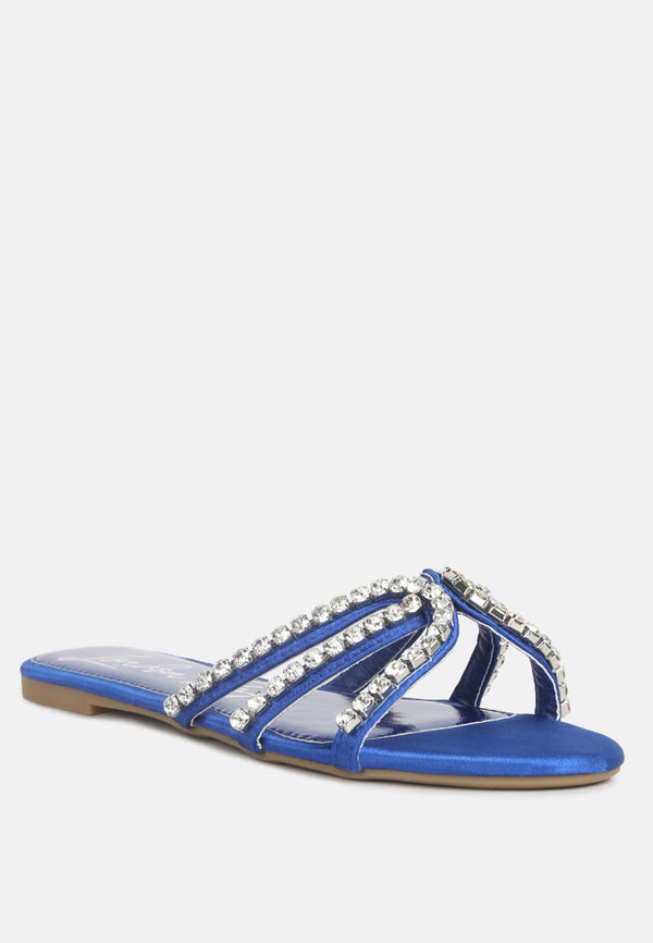 Mezzie Diamante Embellished Flat Sandals - Glamourous Grace
