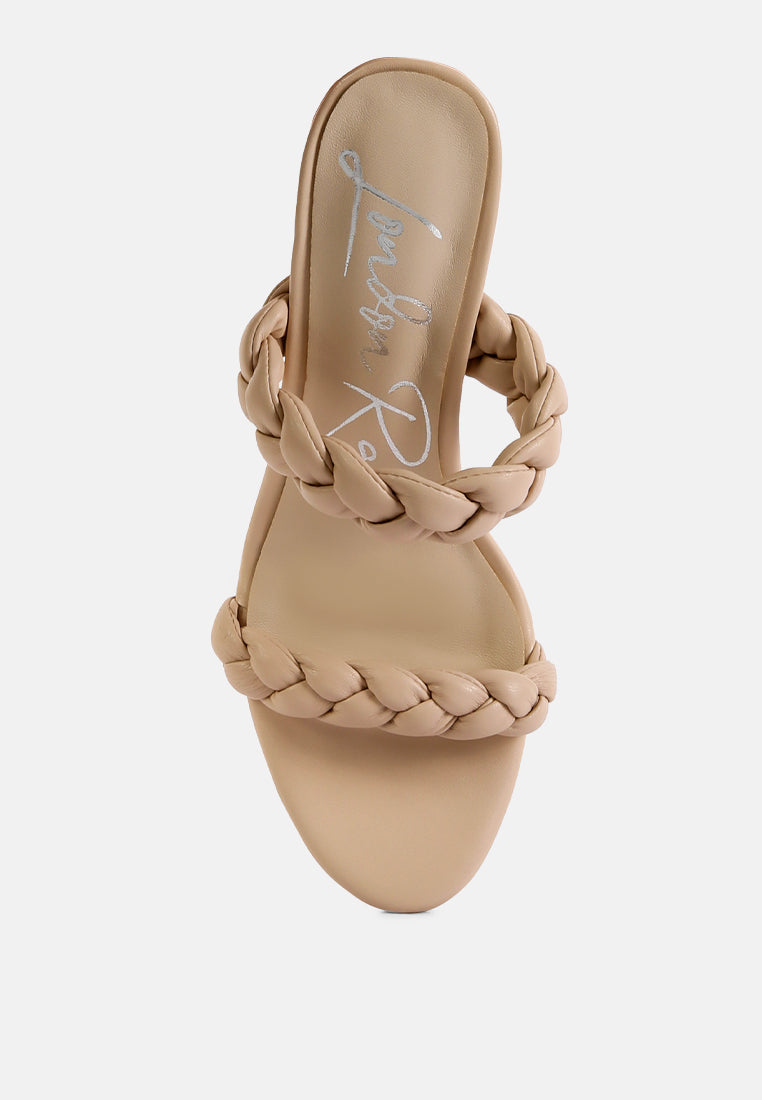 Mi Amor Braided Strap Triangular Block Heels Sandals - Glamourous Grace