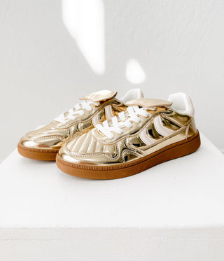 Milan Metallic Sneaker in Gold - Glamourous Grace