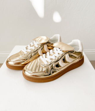 Milan Metallic Sneaker in Gold - Glamourous Grace