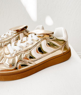 Milan Metallic Sneaker in Gold - Glamourous Grace