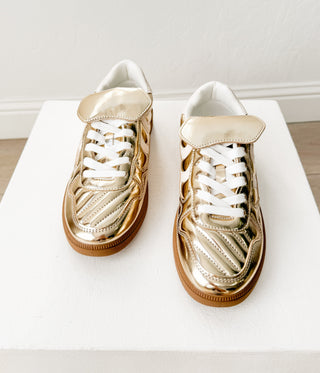 Milan Metallic Sneaker in Gold - Glamourous Grace