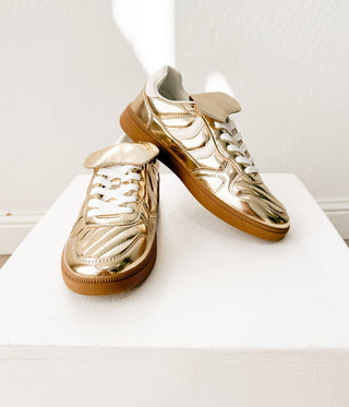Milan Metallic Sneaker in Gold - Glamourous Grace