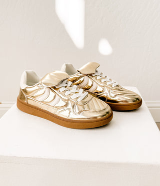 Milan Metallic Sneaker in Gold - Glamourous Grace
