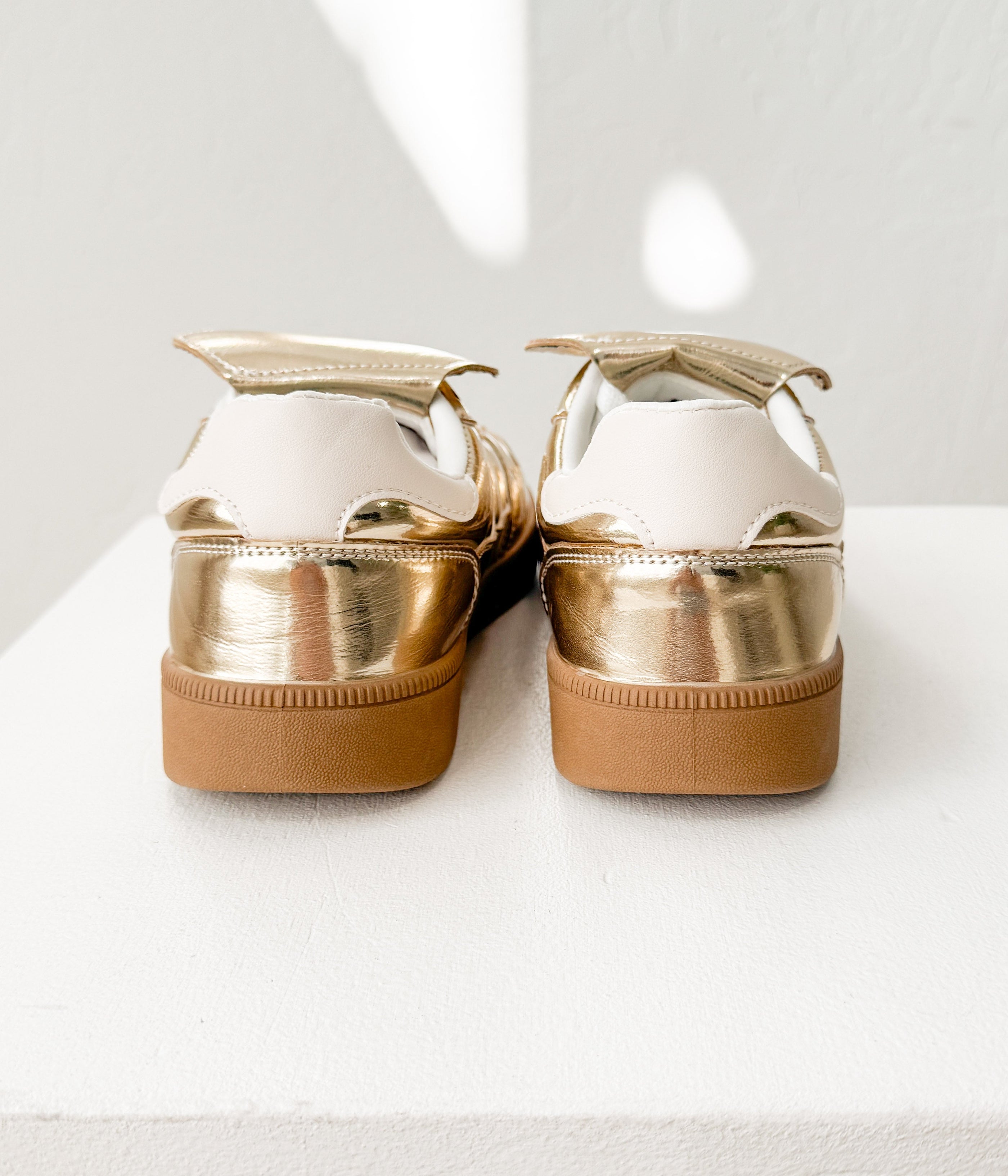 Milan Metallic Sneaker in Gold - Glamourous Grace