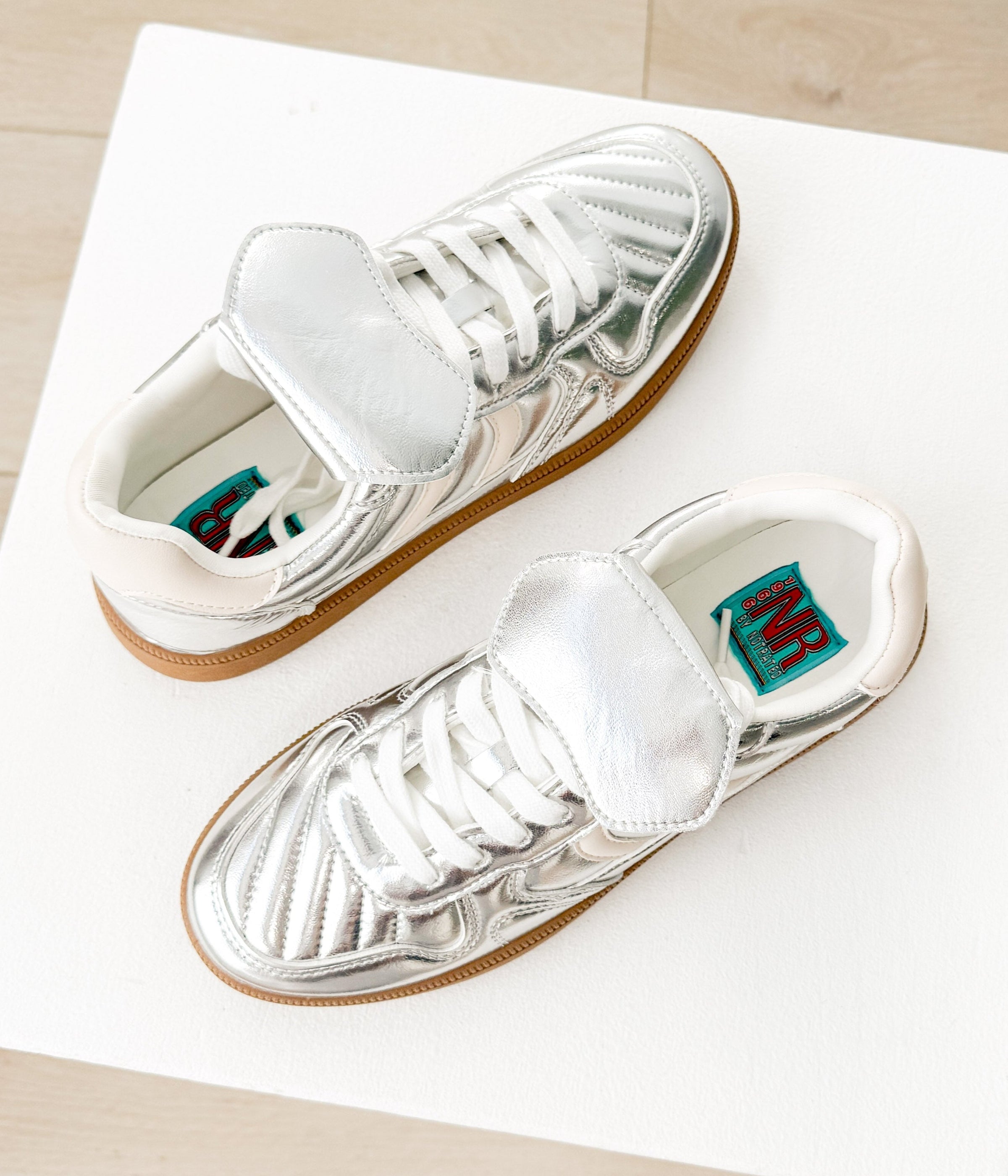 Milan Metallic Sneaker in Silver - Glamourous Grace