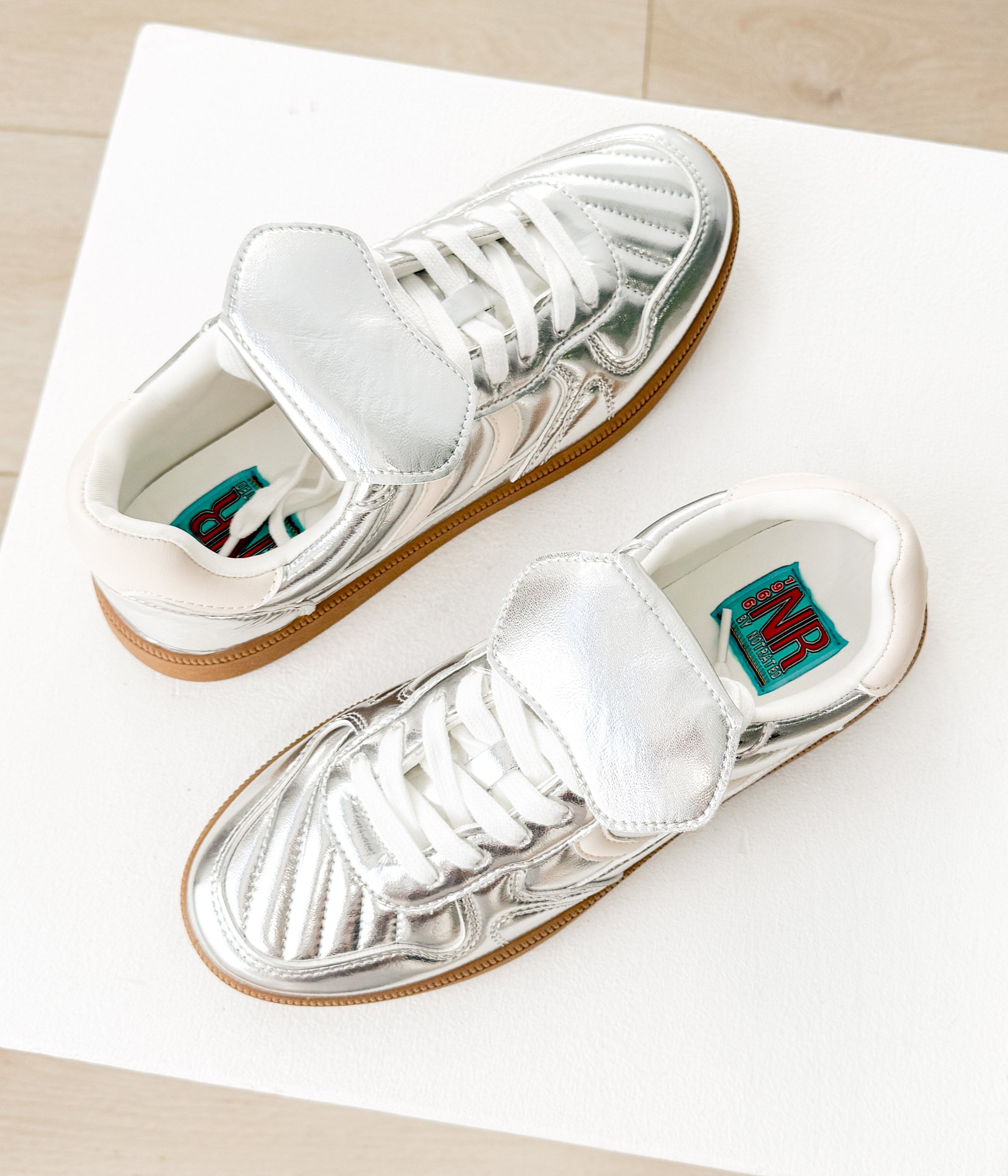 Milan Metallic Sneaker in Silver - Glamourous Grace