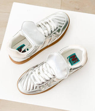 Milan Metallic Sneaker in Silver - Glamourous Grace