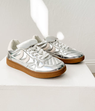 Milan Metallic Sneaker in Silver - Glamourous Grace