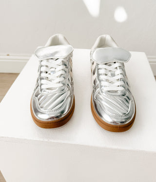 Milan Metallic Sneaker in Silver - Glamourous Grace