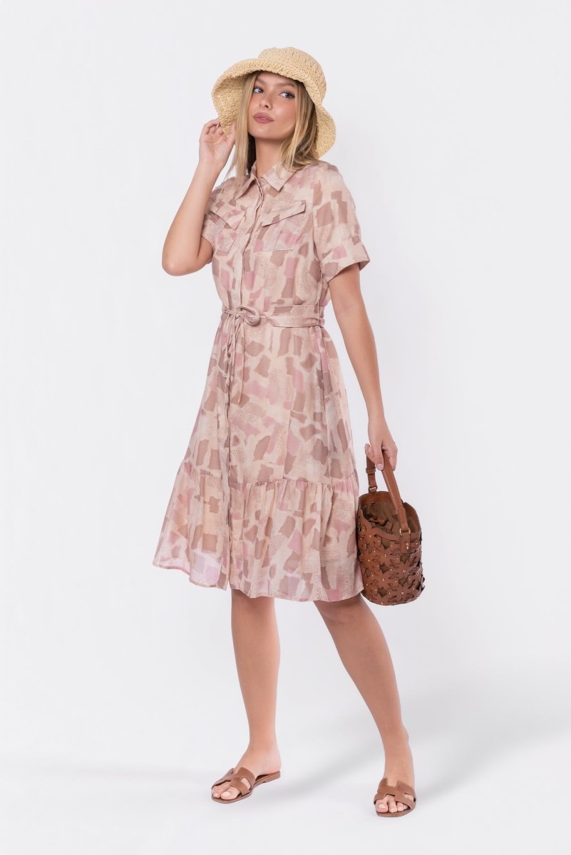 Miley Dress (Pink/Khaki) - Glamourous Grace