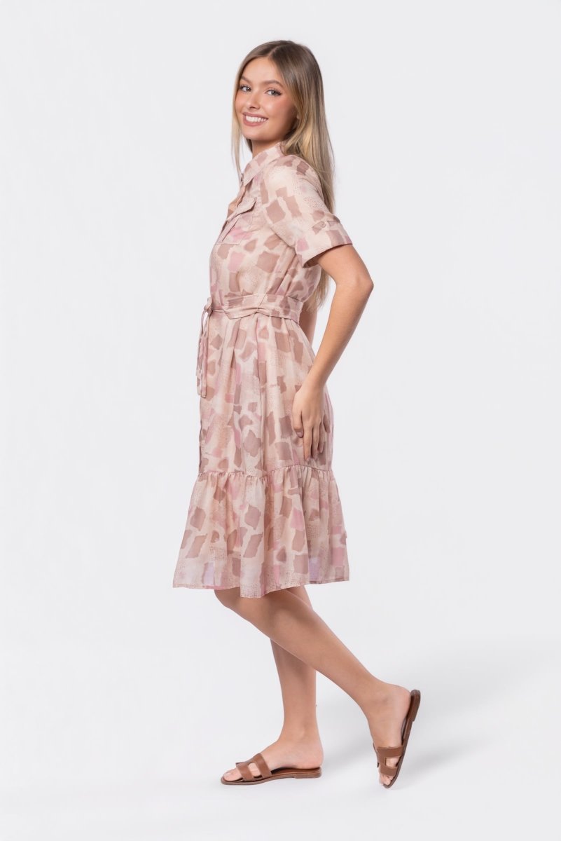 Miley Dress (Pink/Khaki) - Glamourous Grace