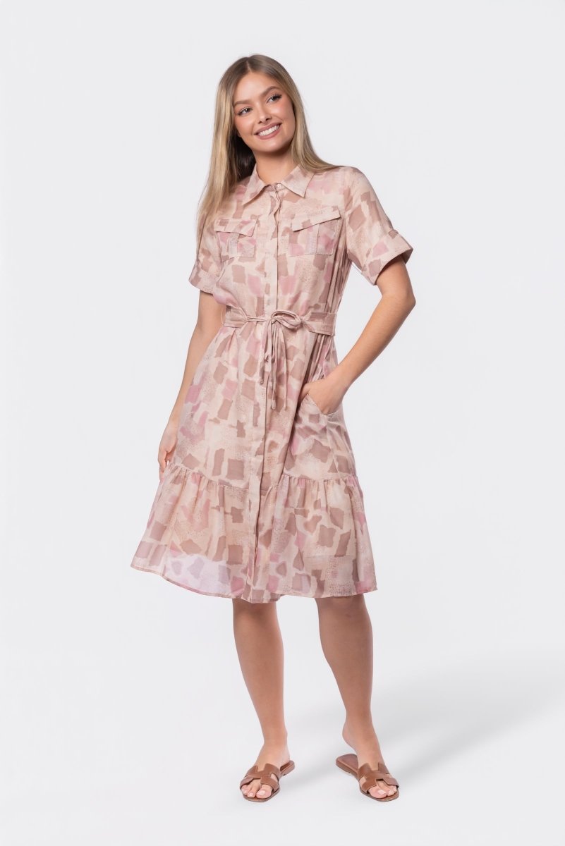 Miley Dress (Pink/Khaki) - Glamourous Grace