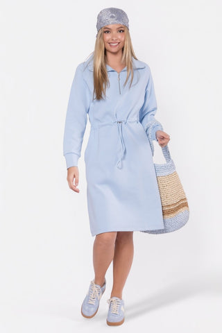 Mina Half Zip Dress 42" (Baby Blue)