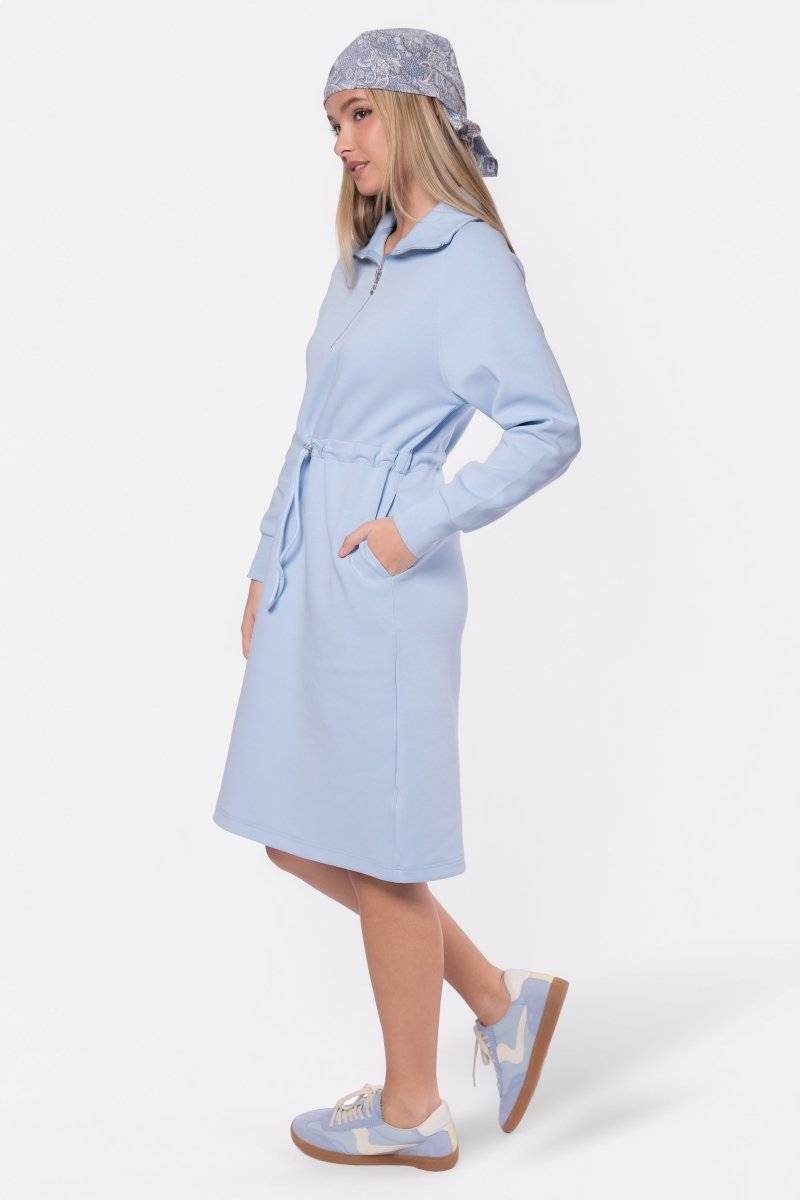 Mina Half Zip Dress 42" (Baby Blue)