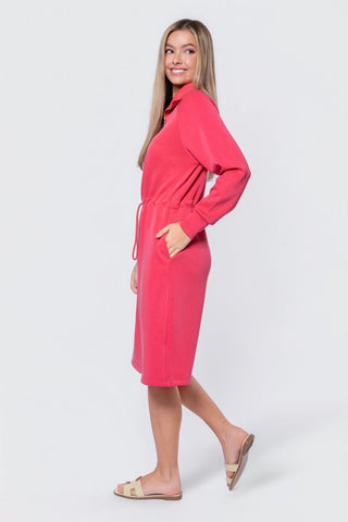 Mina Half Zip Dress 42" (Coral)