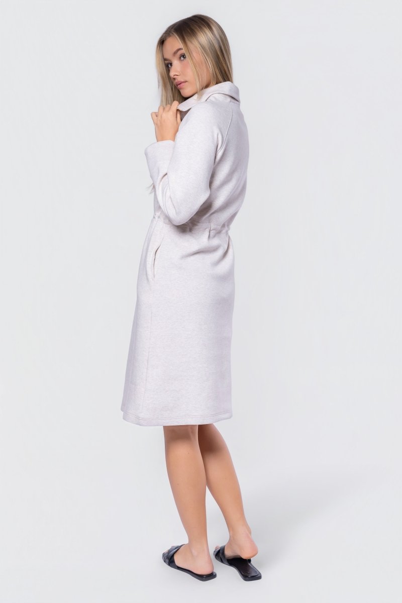 Mina Half Zip Dress 42" (Ivory Heather)
