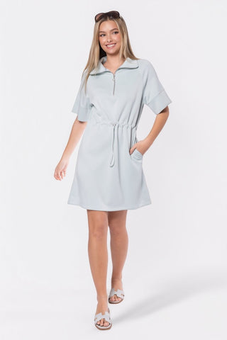 Mina Half Zip Dress Short Sleeve 37" (Mint)
