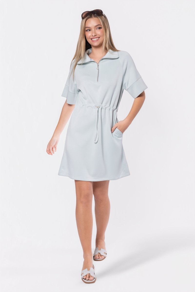 Mina Half Zip Dress Short Sleeve 37" (Mint)