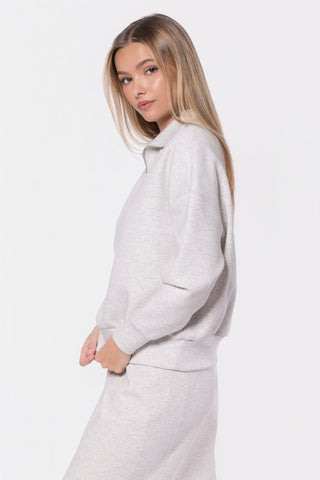 Mina Half Zip Top (Light Grey)