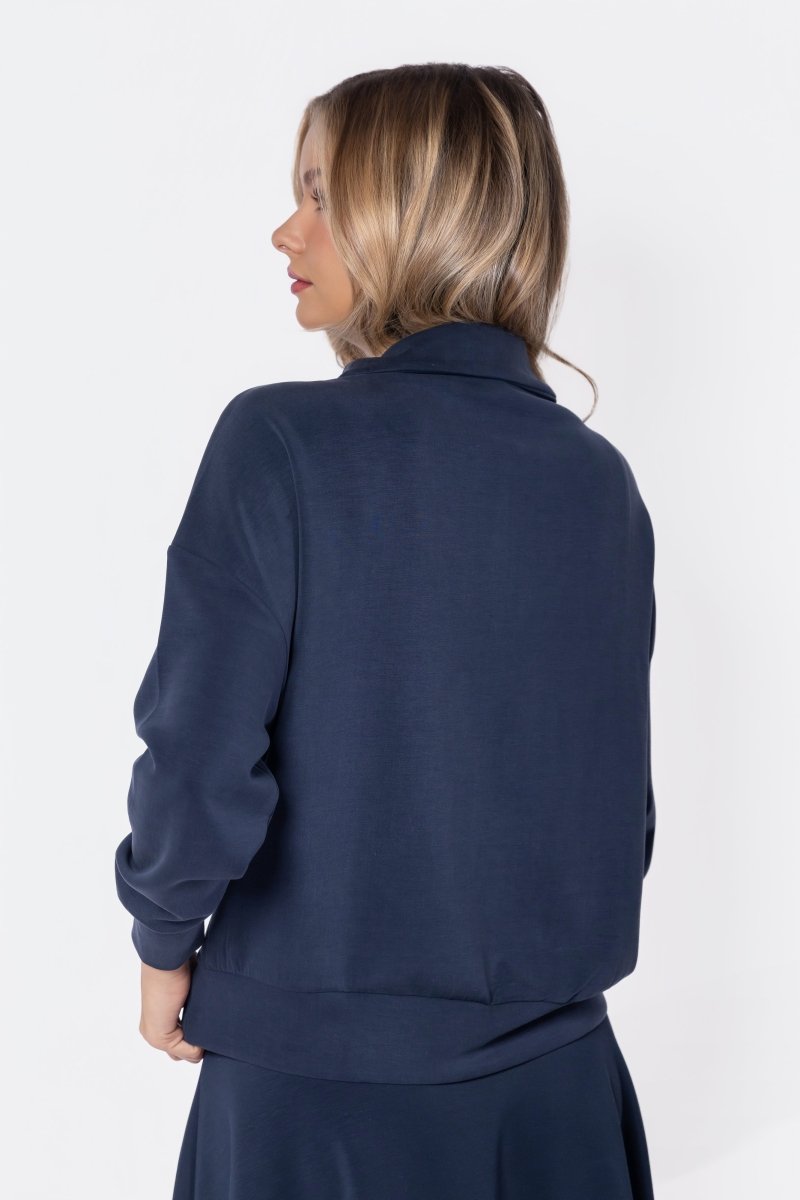Mina Half Zip Top (Navy)