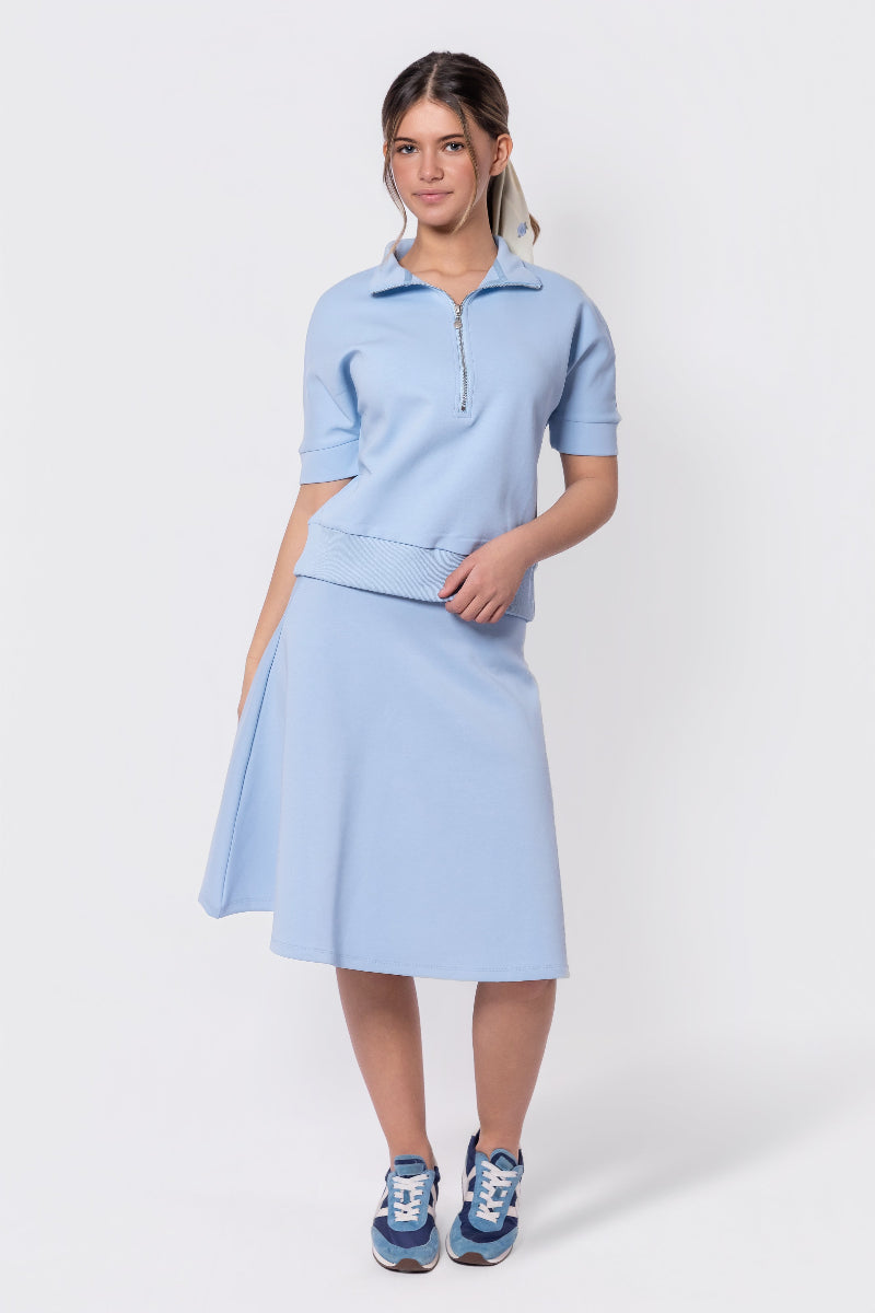 Mina Half Zip Top Short Sleeve (Baby Blue)