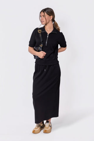 Mina Half Zip Top Short Sleeve (Black)