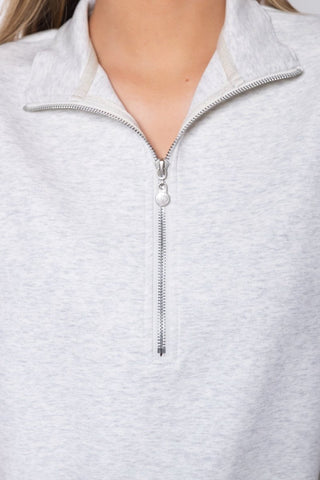 Mina Half Zip Top Short Sleeve (Light Grey)