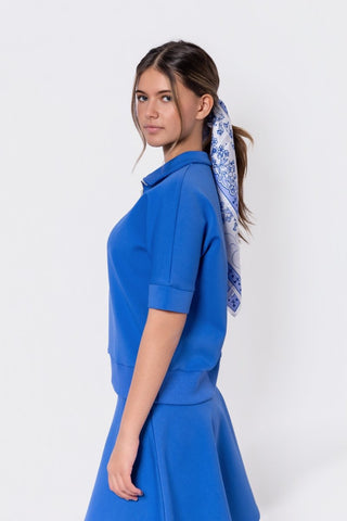 Mina Half Zip Top Short Sleeve (Marina Blue)