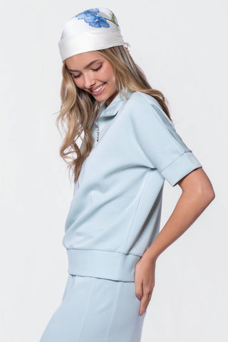Mina Half Zip Top Short Sleeve (Mint)